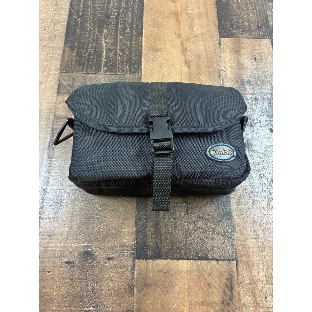 Vintage Kodak Black Nylon Padded Camera Bag with International Travel Adapters